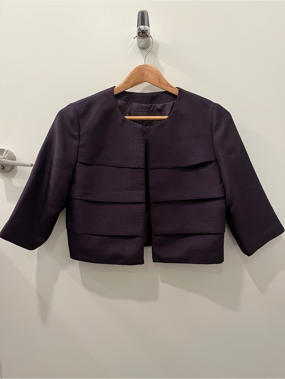 Size11(size S) L&B Layered Cropped Blazer in Deep Plum